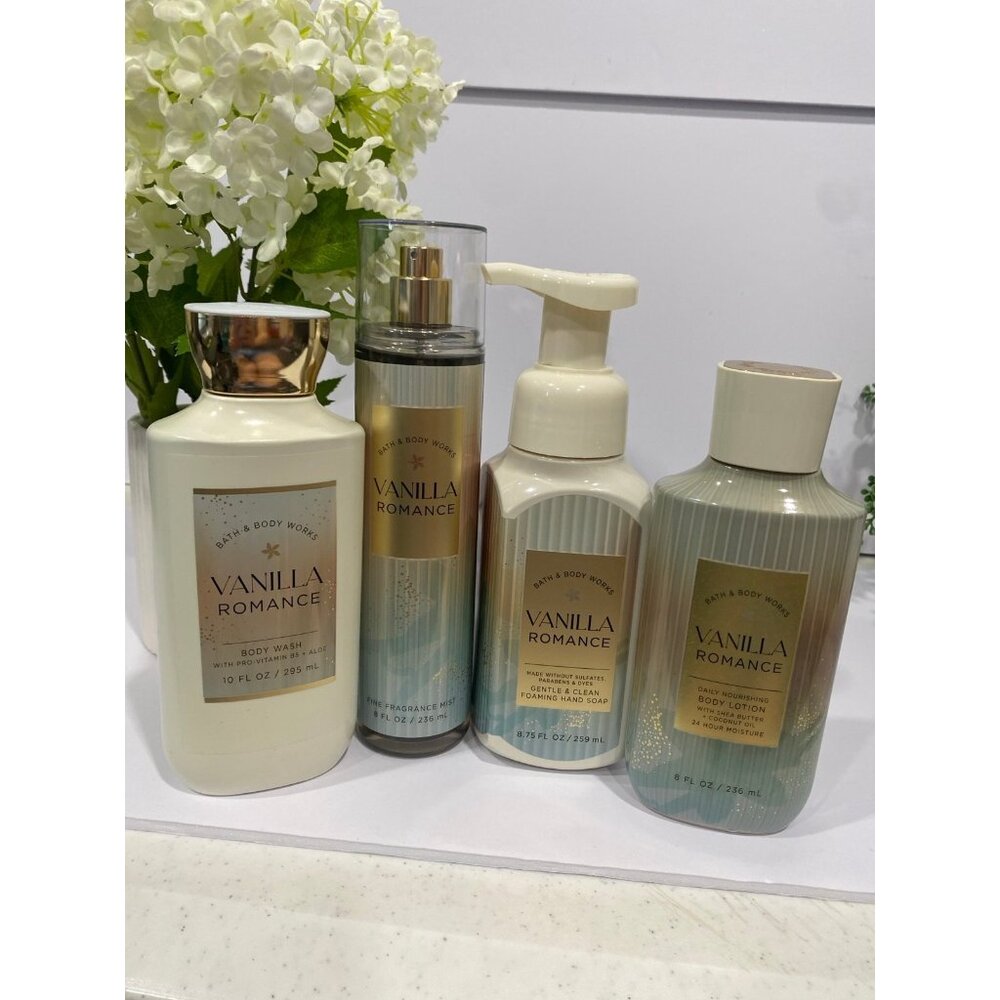 Bath &  Body Works “Vanilla Romance” NEW 4-Pc Body Care Set